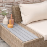 Set da Giardino 4 Pezzi in Rattan, Divano Angolare con Cuscini e Tavolini, Nero e Marrone chiaro - immagine 8
