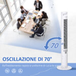 Ventilatore a Colonna con 3 Velocità e 4 Modalità, Timer di 12h, Pannello LED e Telecomando, Bianco - immagine 5