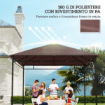 Tetto di Ricambio 3x3m, Telo Sostitutivo per Gazebo da Giardino in Poliestere con Foro di Ventilazione, Color caffè - immagine 6