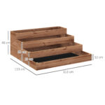 Letto per Orto Rialzato a 4 Livelli in Legno di Abete con Fondo Aperto, 113x113x46 cm, Marrone - immagine 3