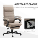 Sedia da Ufficio con Altezza Regolabile, Poggiapiedi Incluso e Seduta Imbottita, 68x67x109-119 cm, Marrone - immagine 4