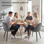 Set da 2 Sedie da Pranzo in Velluto Imbottite con Schienale a Conchiglia e Gambe in Metallo, Grigio - immagine 4