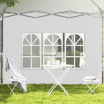 Pareti per Gazebo 3x3 o 3x4 con Finestrelle Incluse, in Plastica e Tessuto Oxford, 295x195 cm, Bianco - immagine 7