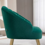 Poltroncina da Camera e Salotto a Conchiglia Stile Art Deco, in Tessuto Vellutato e Acciaio, 63x65x84 cm, Verde - immagine 7