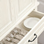 Credenza Cucina con 2 Armadietti e Cassetto in Stile Coloniale, 80x35x180cm Bianco - immagine 8