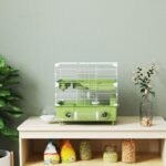 Gabbia per Criceti a 2 Livelli e 3 Porte con Ruota e Tubi, in Acciaio, PS e PP, 44,5x28x44 cm, Verde e Bianco - immagine 7