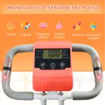 Cyclette Pieghevole con Resistenza Magnetica 8 Livelli, Sensore di Frequenza Cardiaca, Volano 2,5kg, Arancione - immagine 4