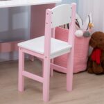 Set Tavolo e Sedie per Bambini 5+ Anni in Legno con Banco Scuola e Sedia Bianco e Rosa - immagine 9