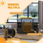 Box per Animali con 7 Finestre, 3 Porte e 2 Borse Portaoggetti, in Poliestere e Acciaio, 84x64x53 cm - immagine 5