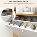 Scarpiera Slim con 3 Ripiani Regolabili a 2 Livelli per 12 Paia, in Truciolato e MDF, 60x24,5x75,5 cm - immagine 5