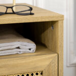 Set 2 Comodini in Stile Boho con Armadietto e Ripiano Aperto, in Truciolato, Rattan e MDF, 39x35x60 cm - immagine 9
