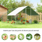 Pollaio da Giardino con Telaio Zincato, Copertura Impermeabile e Rete Esagonale, 3x4x2 m, Argento - immagine 8