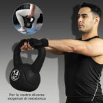 Kettlebell 4kg in Plastica e Sabbia con Base Piatta e Impugnatura, 18x12x20 cm, Nero - immagine 7