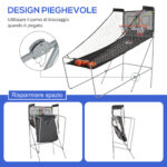 Canestri Basket con Tabellone LED, 4 Palloni e 8 Modalità di Gioco, 205x110x205 cm, Bianco e Nero - immagine 7