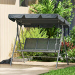 Dondolo da Giardino a 3 Posti in Metallo con Tetto Parasole Rimovibile, 171x108x154 cm, Grigio scuro - immagine 9