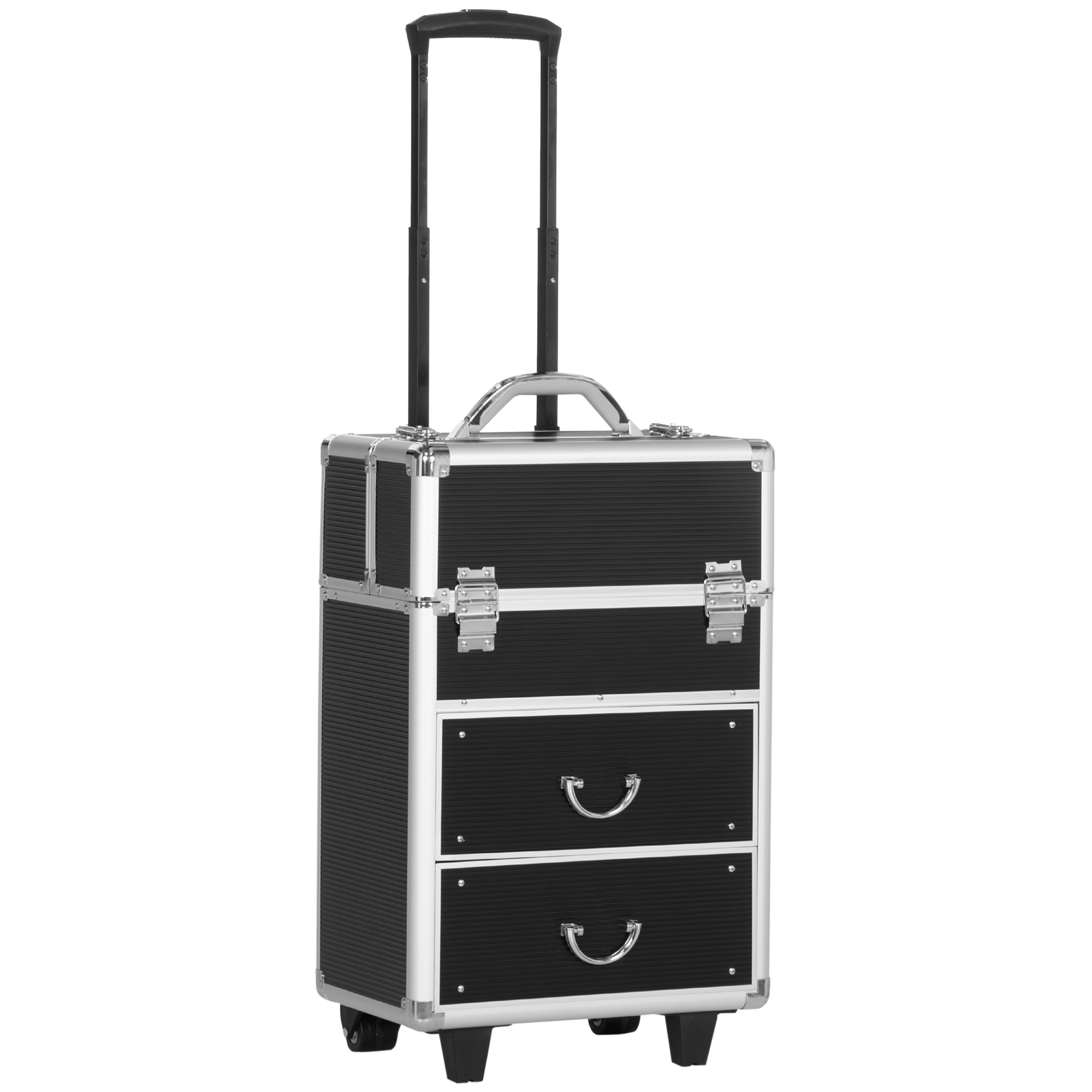 Bynd0819493533e02.jpg Trolley Valigetta Porta Trucchi Professionale, Blocco con 2 Chiavi e Ruote, Nero 36x23x52cm - immagine 1