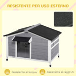 Casetta per Cani in Legno con Design Rialzato, Tenda Protettiva e 2 Finestre, 109x79x72 cm - immagine 6
