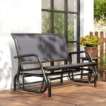 Panchina a Dondolo 2 Posti da Giardino in Metallo e Tessuto a Rete, 120x70x85 cm, Grigio - immagine 9