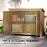 Armadio da Esterno in Legno Porta Attrezzi con 2 Porte e 2 Ripiani, 110x50x85 cm, Marrone - immagine 5