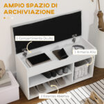 Mobile Scarpiera Salvaspazio con Panca Contenitore e Vani Aperti - immagine 5