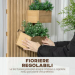 Fioriera da Esterno Verticale in Legno con 3 Vasi Rimovibili, 60x16x80cm - immagine 5