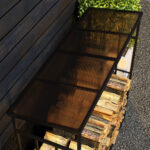 Legnaia da Esterno in Metallo con Tetto in Policarbonato, Capacità 21kg, 185x67x185, Nero - immagine 9