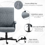 Sedia da Ufficio Girevole con Funzione Dondolo e Altezza Regolabile, 65x72x102-112,5cm, Grigio - immagine 7