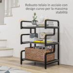 Supporto per Stampante Industriale a 3 Livelli, in Metallo e Truciolato, 55x40x77 cm, Nero - immagine 5