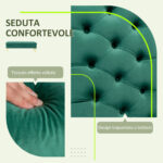 Panca Fondo Letto Imbottita con Rivestimento Trapuntato in Tessuto Effetto Velluto, 118x45x42 cm, Verde Scuro - immagine 5