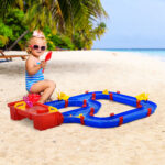 Playset Acquatico 53 Pezzi con Acqua e Sabbia, Percorso Acquatico per Bambini 3-6 Anni con Accessori e Parti Componibili, in PP, 123x90x7cm, Blu e Rosso - immagine 2