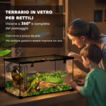 Terrario per Rettili Rialzato con Serratura e Termometro, in Vetro e Rete Metallica, 50x30x25 cm, Nero - immagine 4