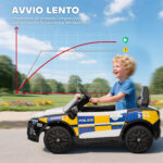 Macchina Elettrica per Bambini della Polizia con Telecomando, Clacson e Musica Integrata, 96x60x45 cm - immagine 7