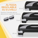 Stepper da Aerobica Regolabile in Altezza 10-15-20 cm Antiscivolo, Nero e Grigio - immagine 4