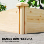 Orto in Cassetta con Divisorio Centrale e Fondo Aperto, in Legno di Abete, 235x121x26 cm, color Legno - immagine 8