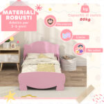 Lettino per Bambini con Testiera e Pediera a Orso e 2 Sponde Laterali, in Legno, 143,5x80x55 cm, Rosa - immagine 5