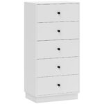Cassettiera 5 Cassetti per Camera da Letto Moderna e Salvaspazio, 47x29x95 cm, Bianco