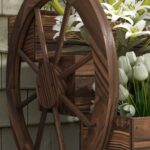 Fioriera da Esterno a 3 Livelli con Ruote Decorative in Legno di Abete Carbonizzato, 62x61x57 cm - immagine 9