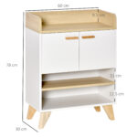 Mobiletto Multiuso con Armadietto e Ripiani Aperti, Mobile da Soggiorno, Cucina, Ufficio in Legno Bianco, 60x30x78cm - immagine 3