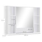 Specchiera Bagno con Mensole Aperte e Armadietto con Anta Specchiata, Mobile Bagno con Specchio Salvaspazio, 1x15x70cm, Bianco - immagine 3