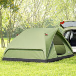 Tenda da Campeggio per 3 Persone Impermeabile con Tasche, Gancio per Lanterna e Borsa di Trasporto, Verde - immagine 9