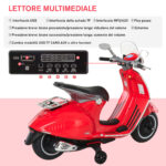 Moto Elettrica per Bambini con Licenza Ufficiale Vespa, 2 Rotelle, Luci e Suoni, 108x49x75 cm, Rossa - immagine 9
