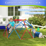 Cupola per Arrampicata Bambini 3-8 Anni, Struttura in Metallo per 4 Bimbi, Ø183x90cm, Multicolore - immagine 4