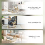 Sedia Inginocchiatoio con Movimento a Dondolo, in Tessuto e Legno di Betulla, 50x73x55 cm, Grigio - immagine 7