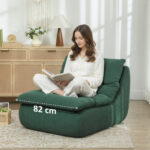 Sedia da Terra Moderna e Imbottita in Tessuto Effetto Velluto Verde e Schiuma, 82x103x75 cm - immagine 7