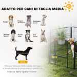 Recinto per Cani a 6 Pannelli Modulabili Pieghevole con Porta in Acciaio, Altezza 80 cm, Grigio Scuro - immagine 7