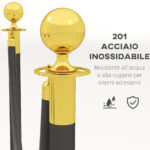 Colonnine Segnapercorso in Acciaio Inox con Corda Vellutata Nera di 1,5 m e Base Riempibile, Ø32x96 cm - immagine 4