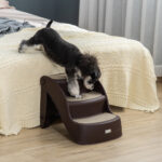 Scaletta per Cani Pieghevole con 3 Gradini Antiscivolo in PP, 49x38x38 cm, Marrone - immagine 2