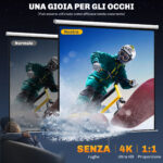 Schermo per Proiettore 120" Formato 1:1, Angolo di 160° e Montaggio a Soffitto o Parete - immagine 4