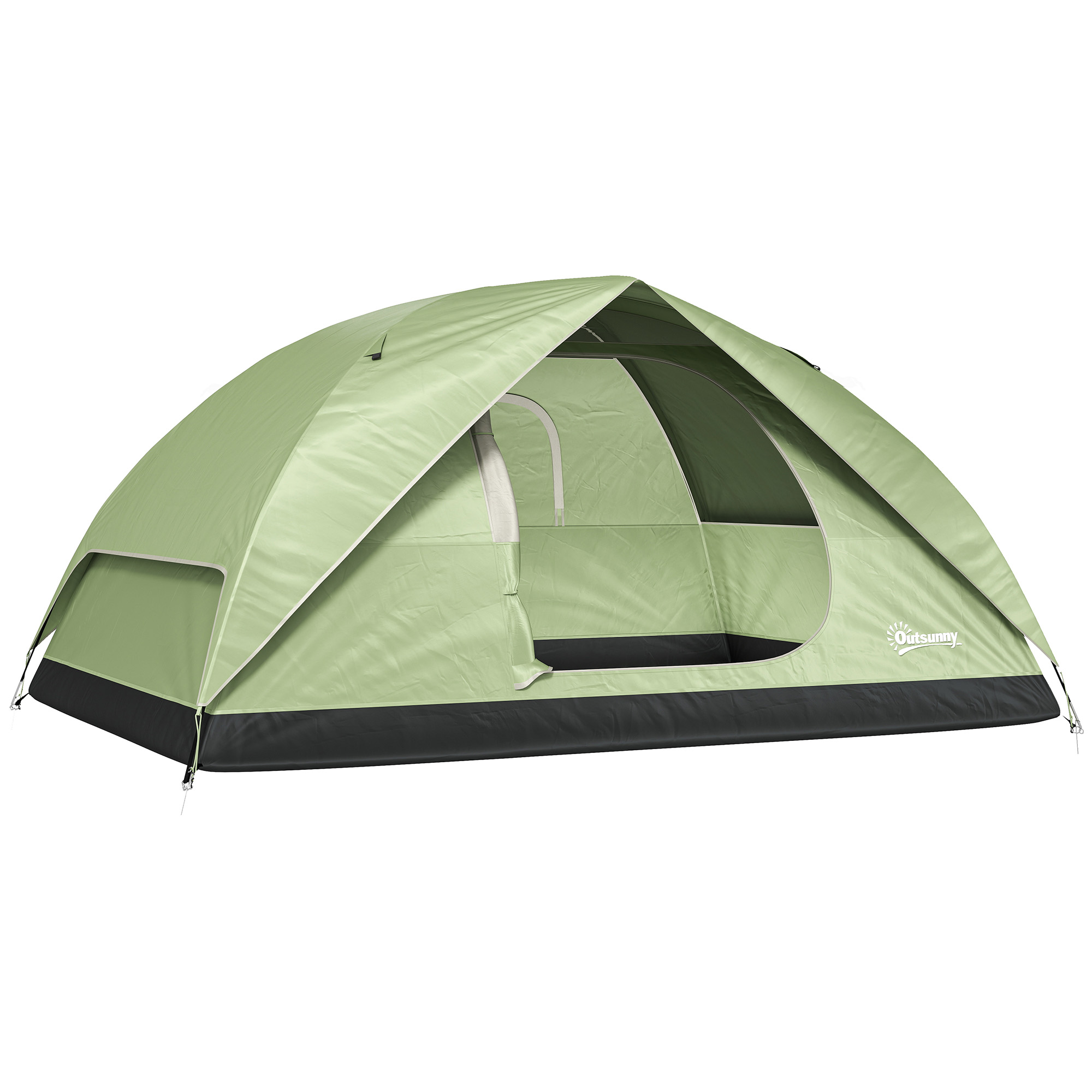 EYl558195b870d60d.jpg Tenda da Campeggio per 3 Persone Impermeabile con Tasche, Gancio per Lanterna e Borsa di Trasporto, Verde - immagine 1
