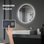 Specchio Bagno con Luci LED Regolabili, Interruttori Touch e Design Antiappannamento, Ø80 cm - immagine 4